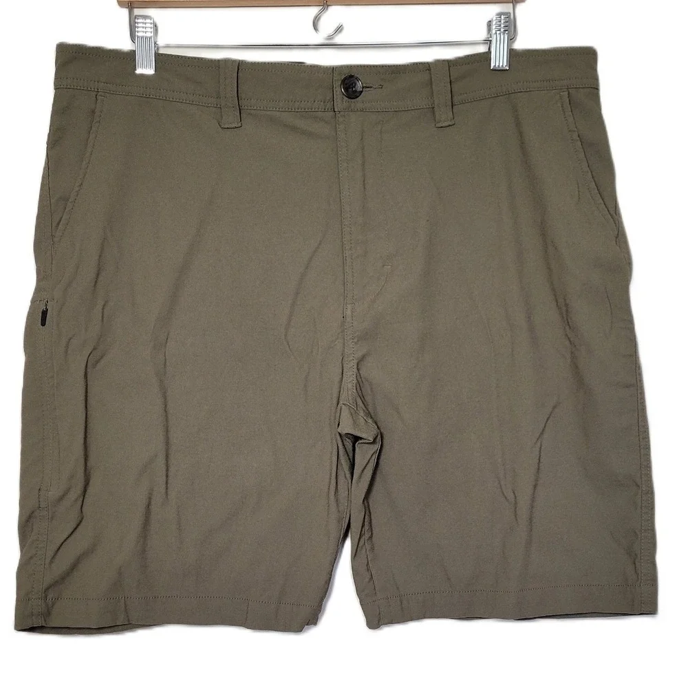 PrAna Men's Alameda Khaki Chino Shorts Size 38W 9 Inch Breathable UPF 50+ Travel